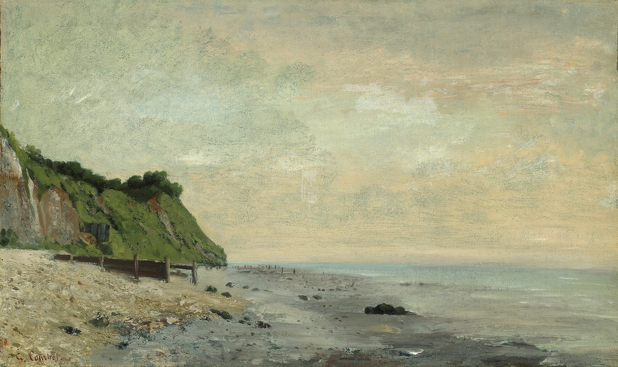 Sziklák a tenger partján: Small Beach, Sunrise alkotó: Gustave Courbet