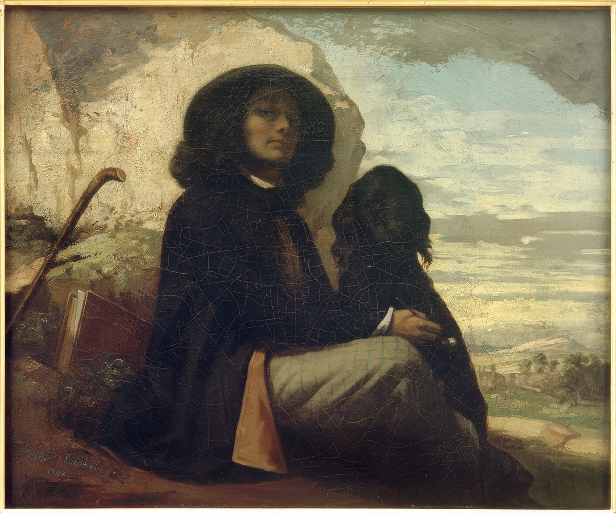 Courbet a fekete kutyával alkotó: Gustave Courbet