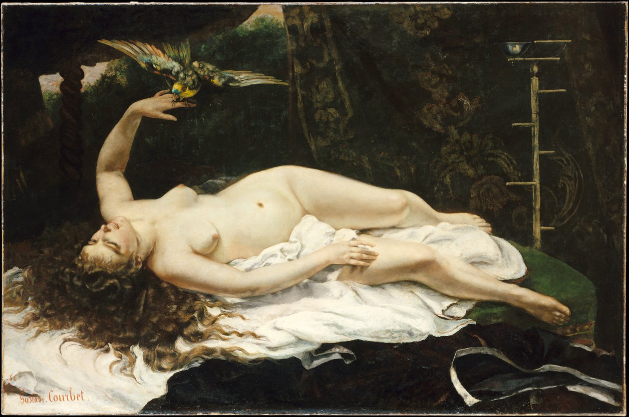 Franciául:  La Femme au perroquet Nő egy papagájjal alkotó: Gustave Courbet