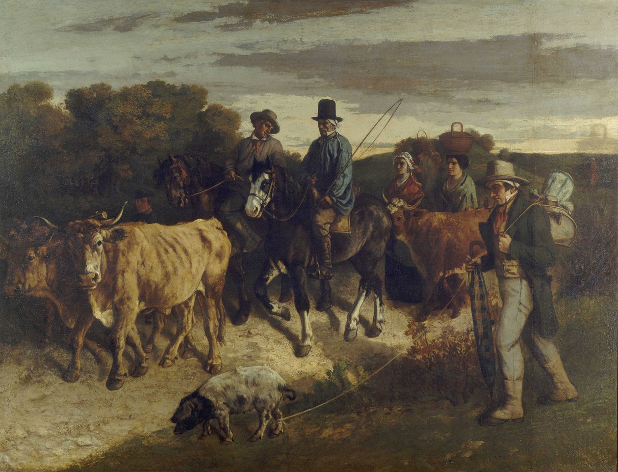 Franciául:  Flagey-i parasztok a vásárból visszatérve alkotó: Gustave Courbet