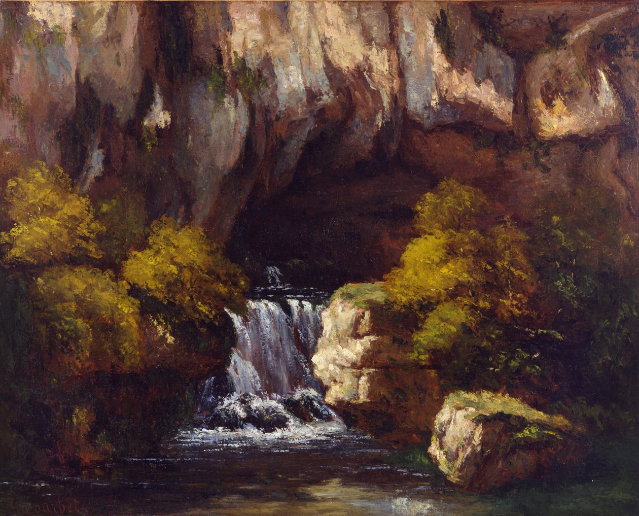 Barlang a Loue-folyó mellett alkotó: Gustave Courbet