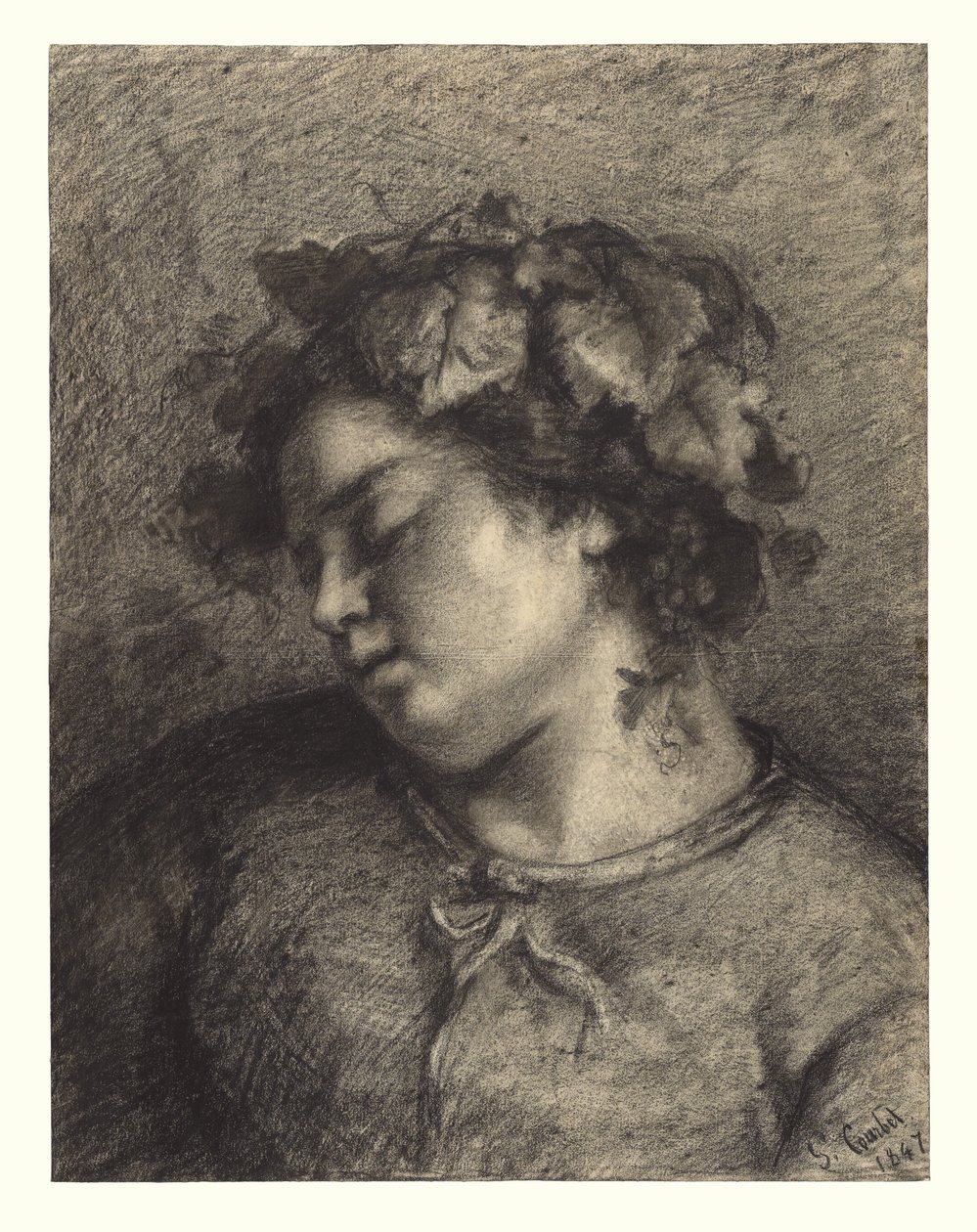 Egy alvó bacchánsnő feje alkotó: Gustave Courbet