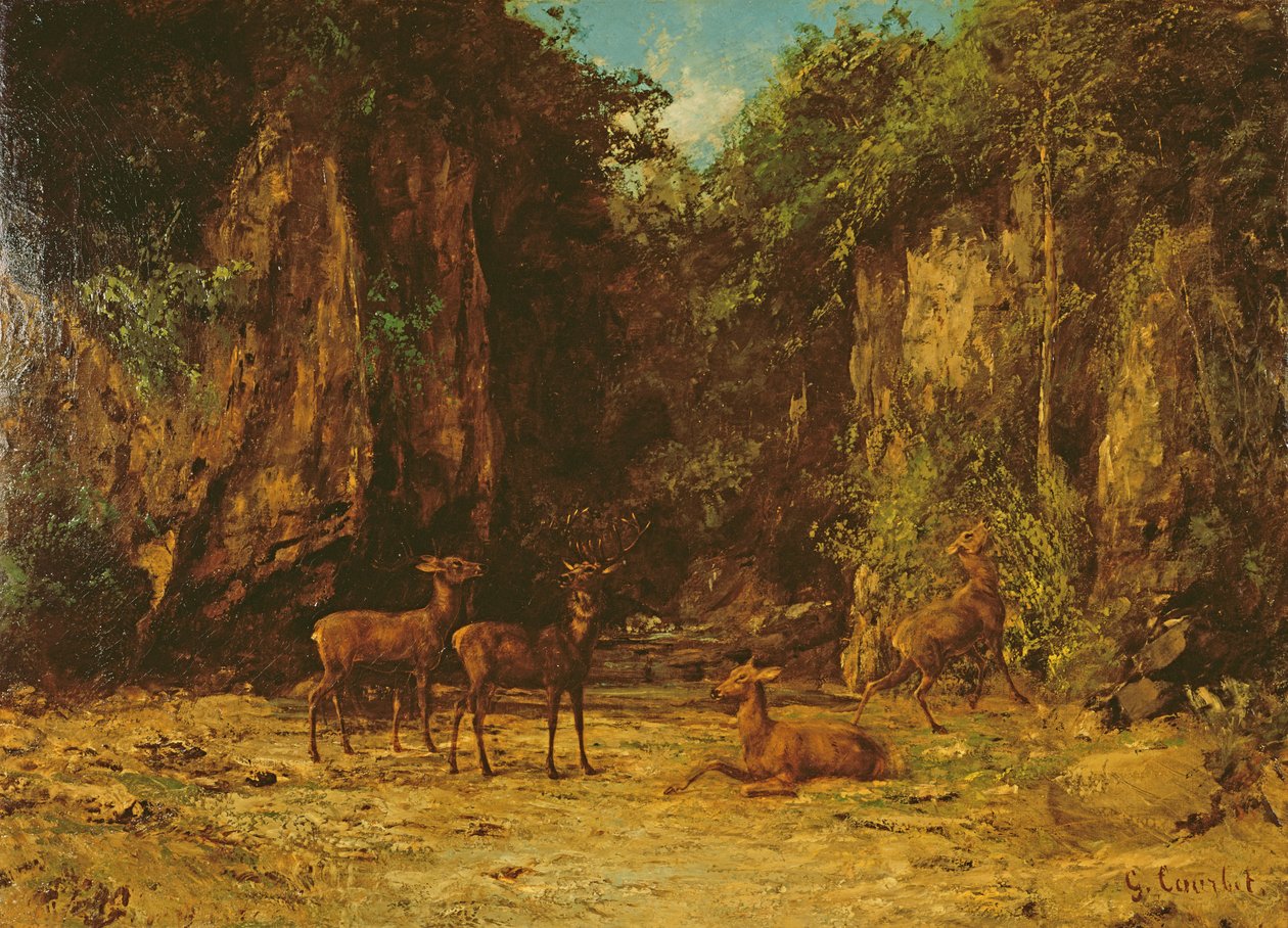 Gímszarvas csorda alkonyatkor alkotó: Gustave Courbet