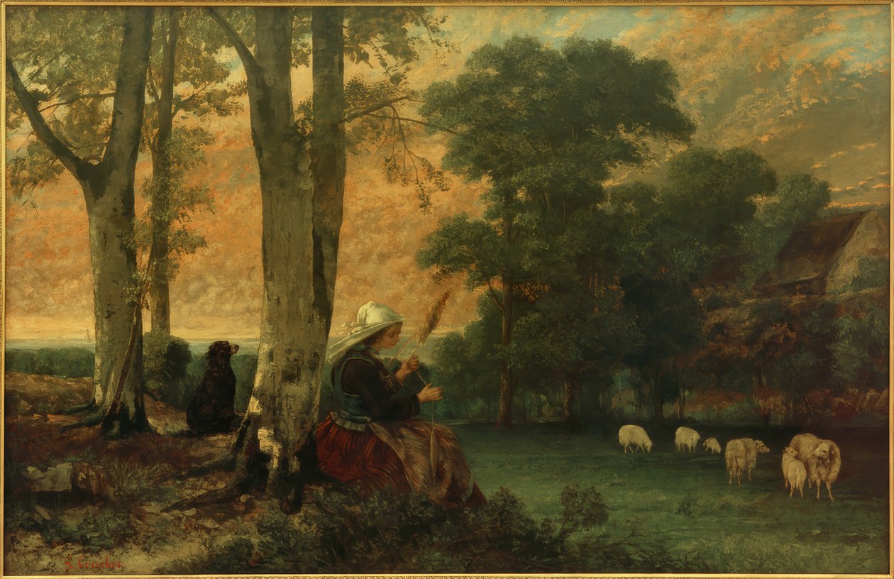 A pásztorlány (A breton fonó) alkotó: Gustave Courbet