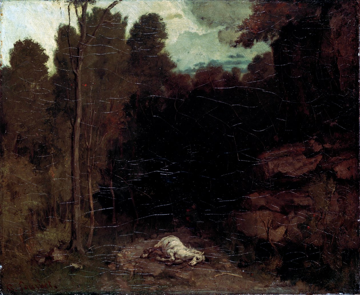 Táj döglött lóval, 1850-es évek. alkotó: Gustave Courbet