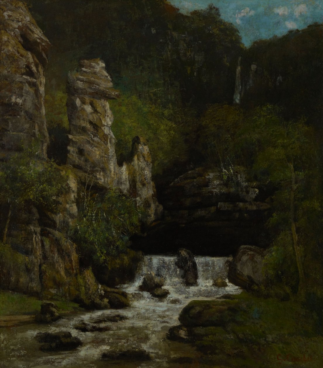 Tájkép vízeséssel alkotó: Gustave Courbet