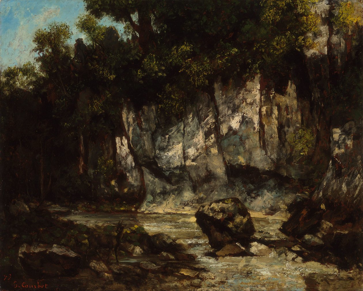 Tájkép szarvassal alkotó: Gustave Courbet