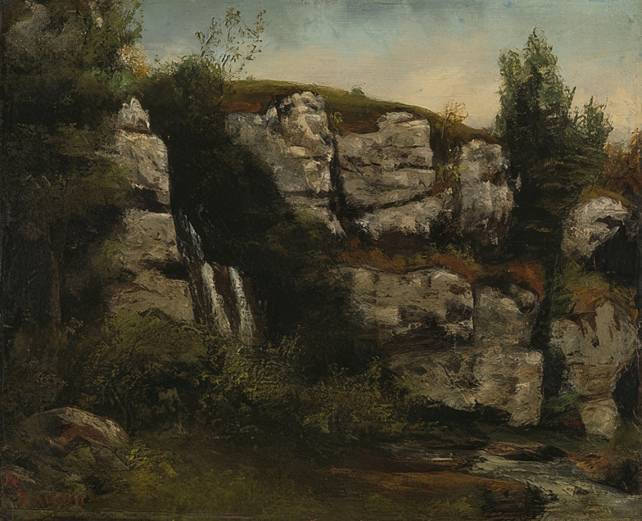 Táj sziklákkal és vízeséssel. 1872 alkotó: Gustave Courbet