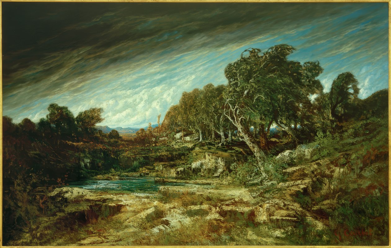 A széllökés, Fontainebleau-i erdő alkotó: Gustave Courbet