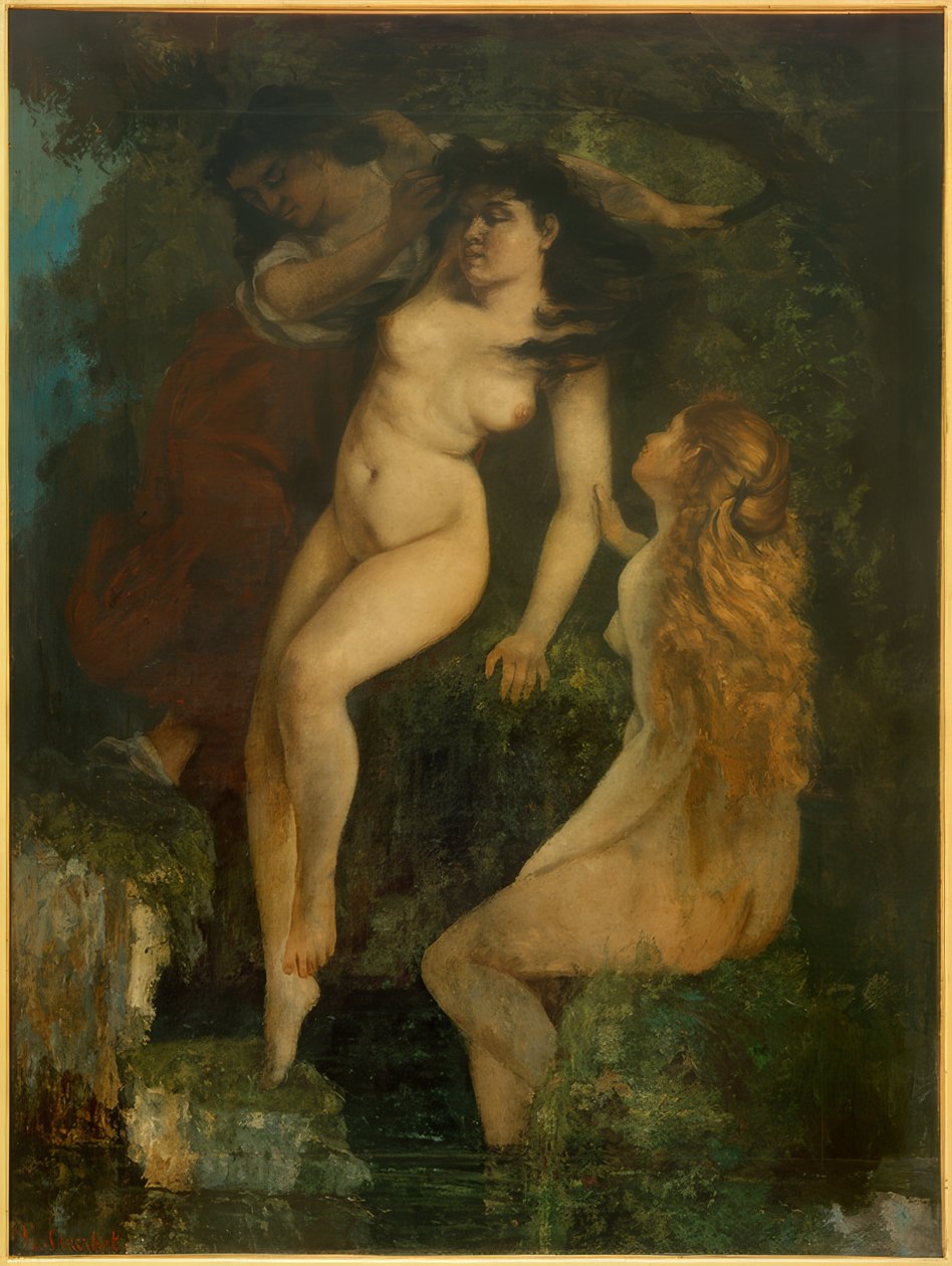 A három fürdőző alkotó: Gustave Courbet