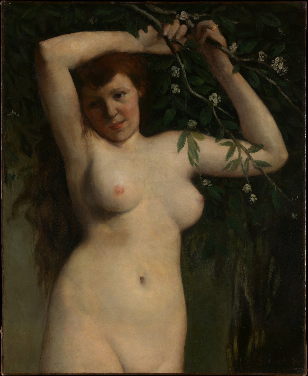Akt virágzó ággal alkotó: Gustave Courbet