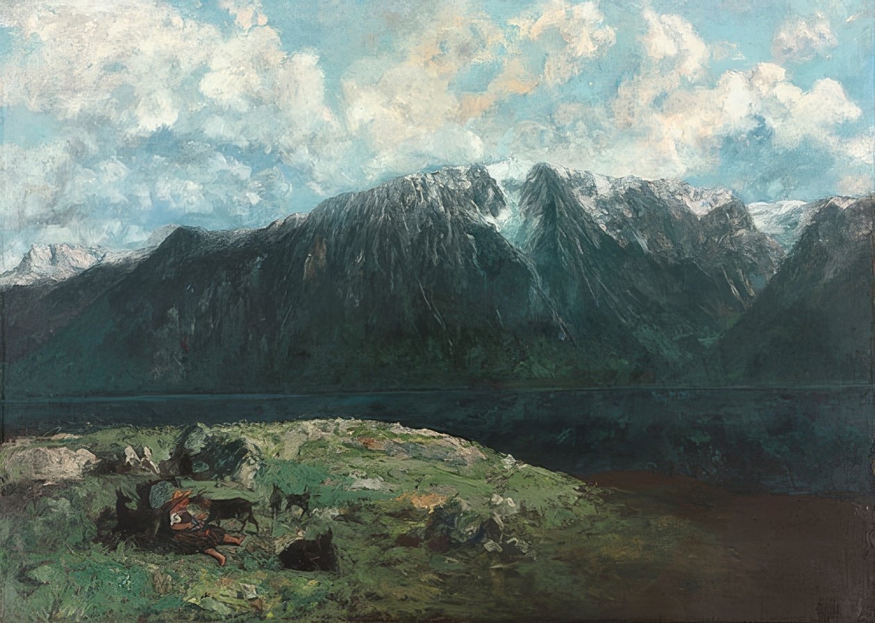 Panorámás kilátás az Alpokra, Les Dents du Midi. 1877 alkotó: Gustave Courbet