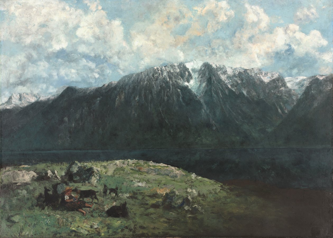 Panoráma kilátás az Alpokra, Les Dents du Midi alkotó: Gustave Courbet