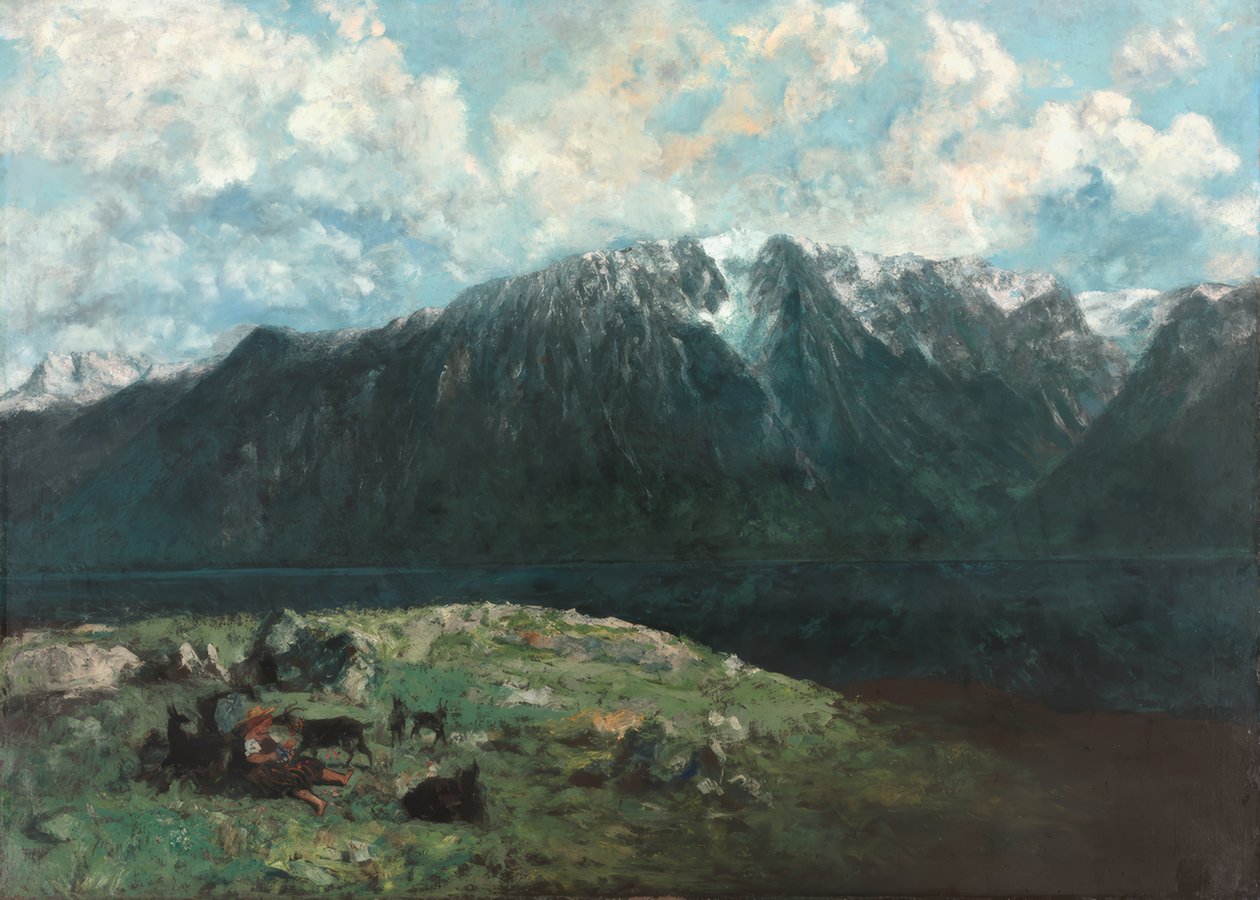 Panoráma kilátás az Alpokra, Les Dents du Midi alkotó: Gustave Courbet