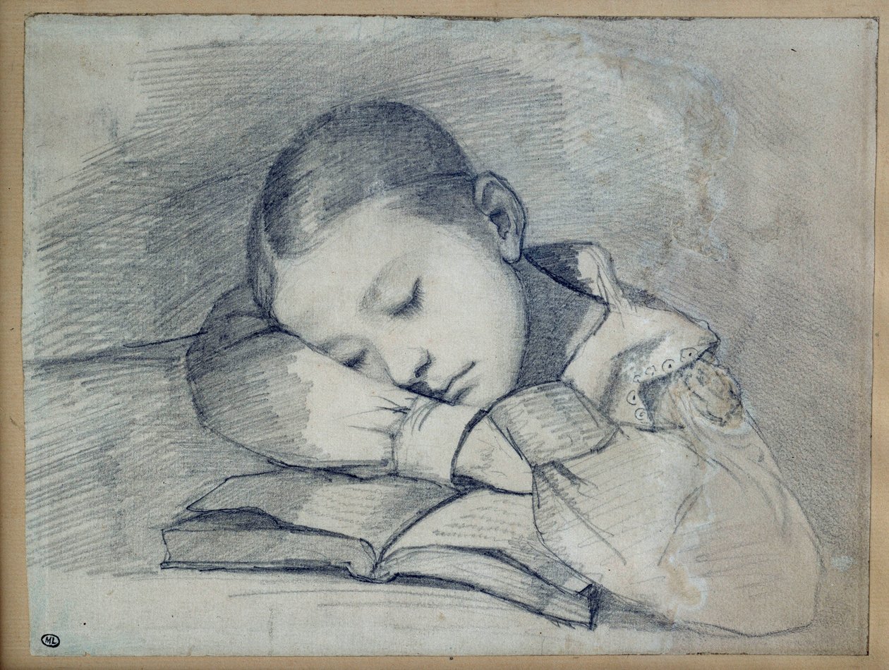 Juliette Courbet alvó portréja. Gustave Courbet (1819-1877) rajza az ólombányánál. 1841. Dim. 0,20 x 0,26. Párizs, Musee d