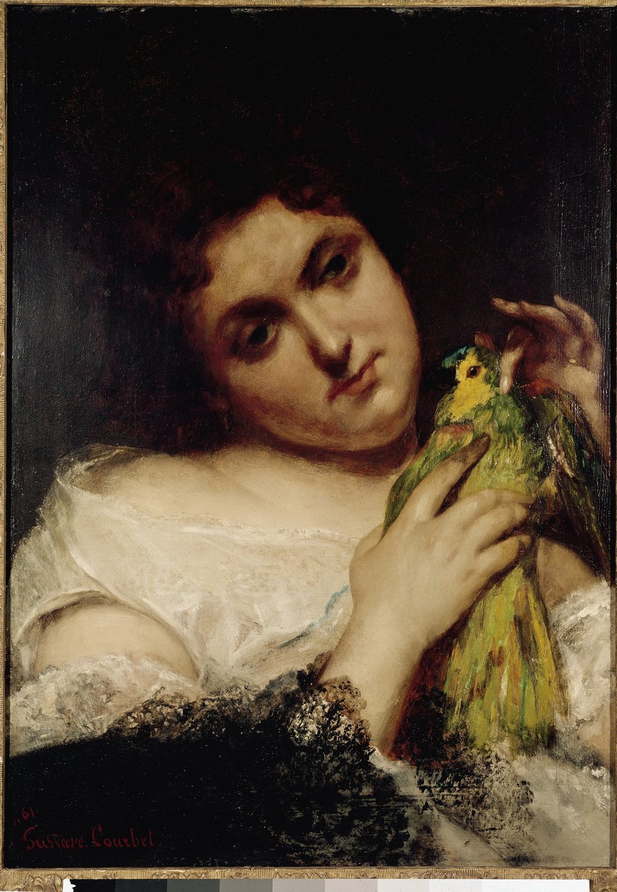 Papagájos hölgy portréja Gustave Courbet festménye alkotó: Gustave Courbet