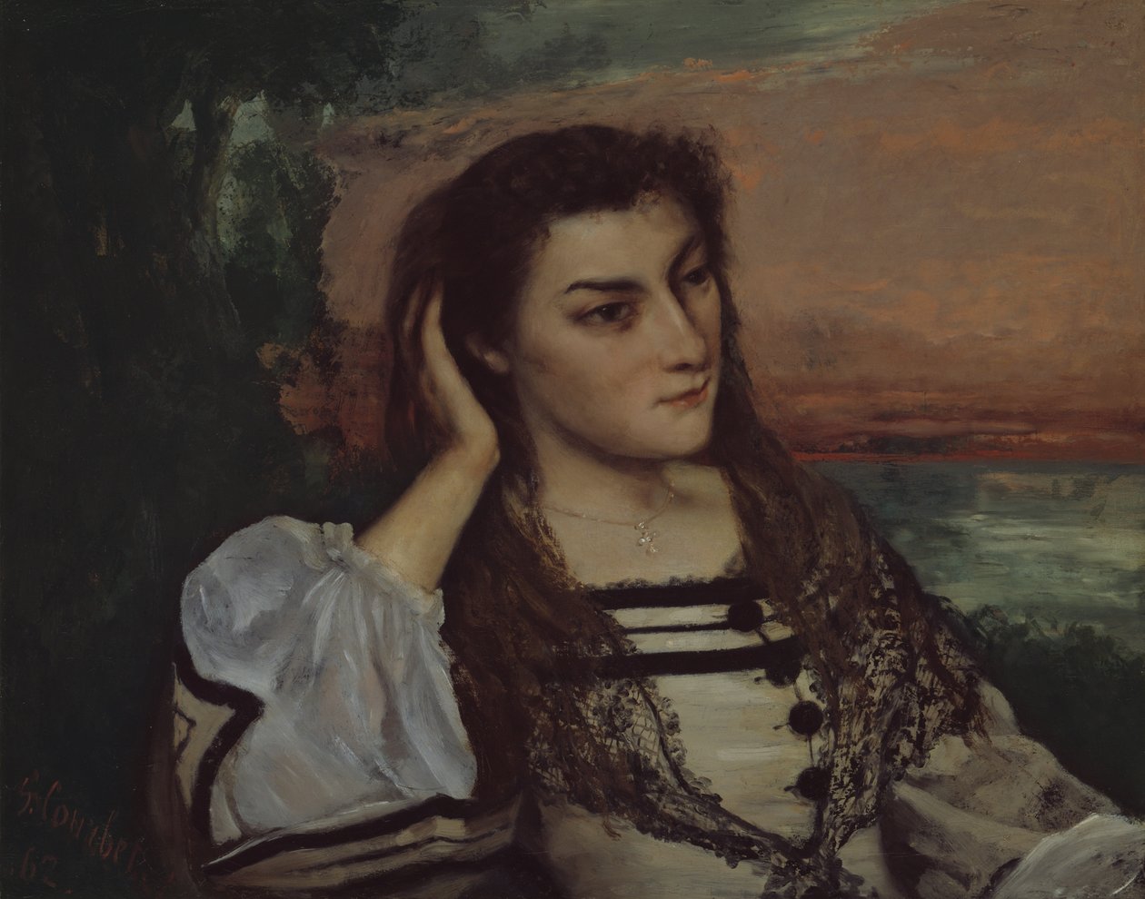 Rêverie (Gabrielle Borreau portréja) alkotó: Gustave Courbet