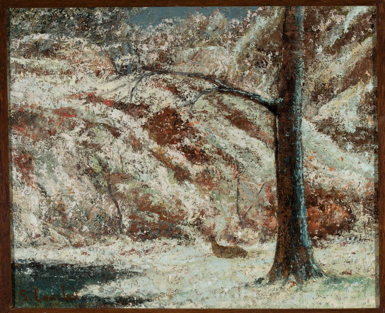 Őz a hóban az erdőben alkotó: Gustave Courbet
