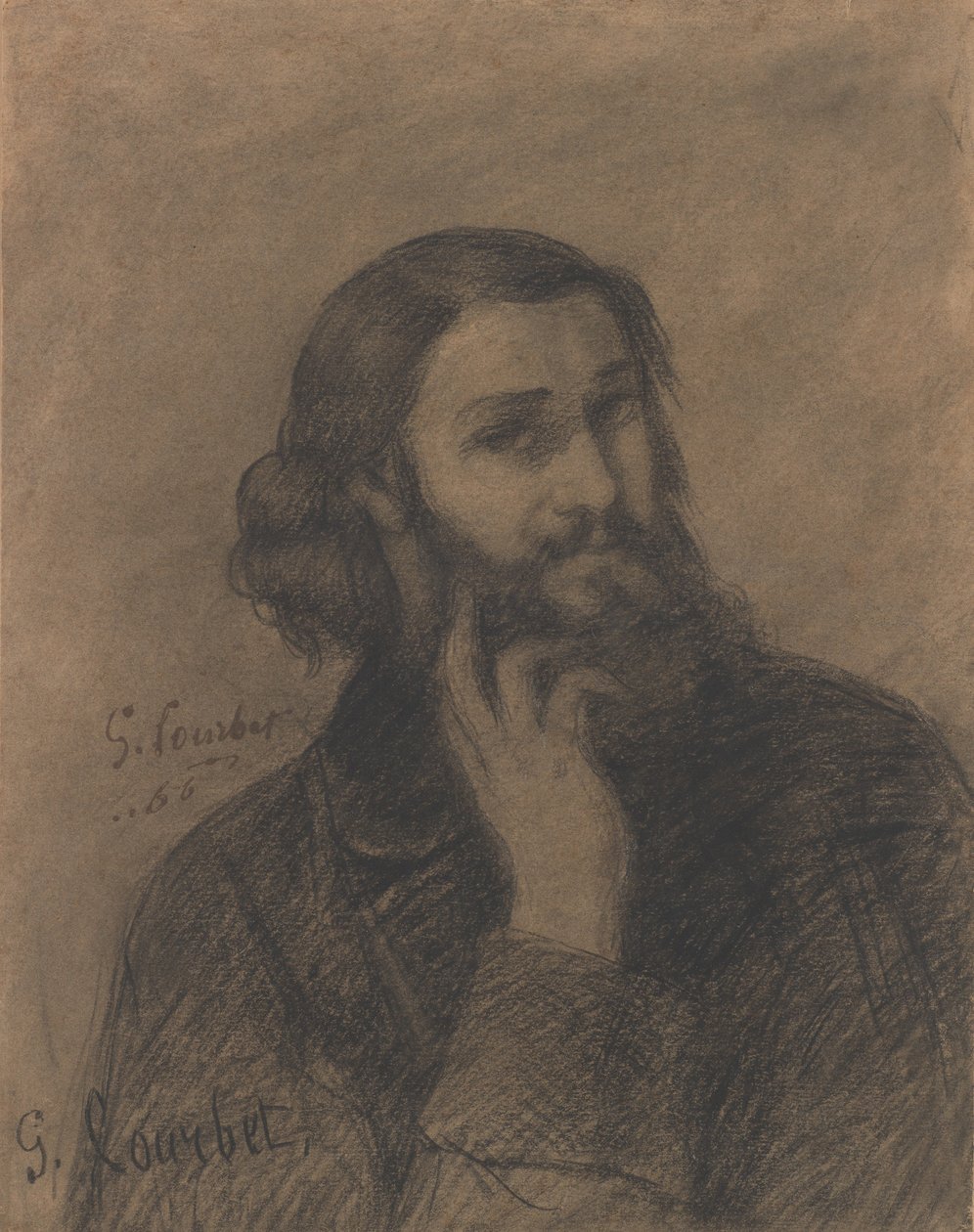 Önarckép, 1866 körül (konté zsírkréta) alkotó: Gustave Courbet
