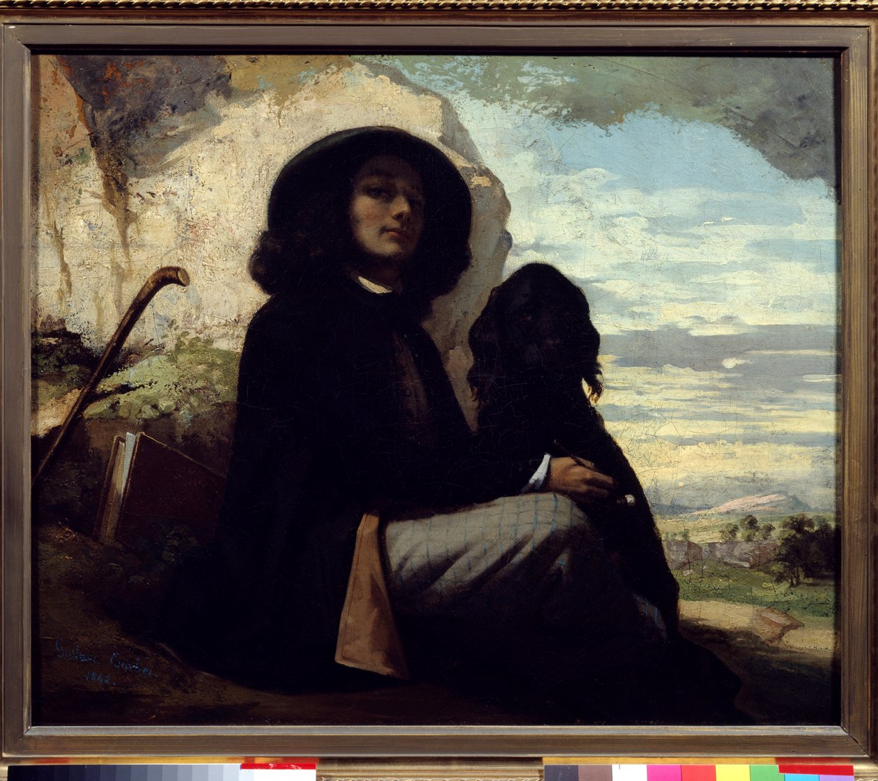 Gustave Courbet (1819-1877) önarcképe kutyájával 1842 alkotó: Gustave Courbet