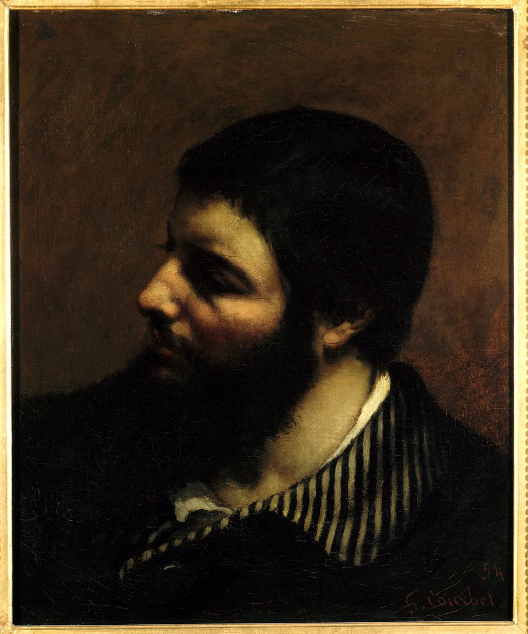 Önarckép csíkos gallérral Gustave Courbet (1819-1877) 19. századi Montpellier, Musee Fabre festménye. alkotó: Gustave Courbet