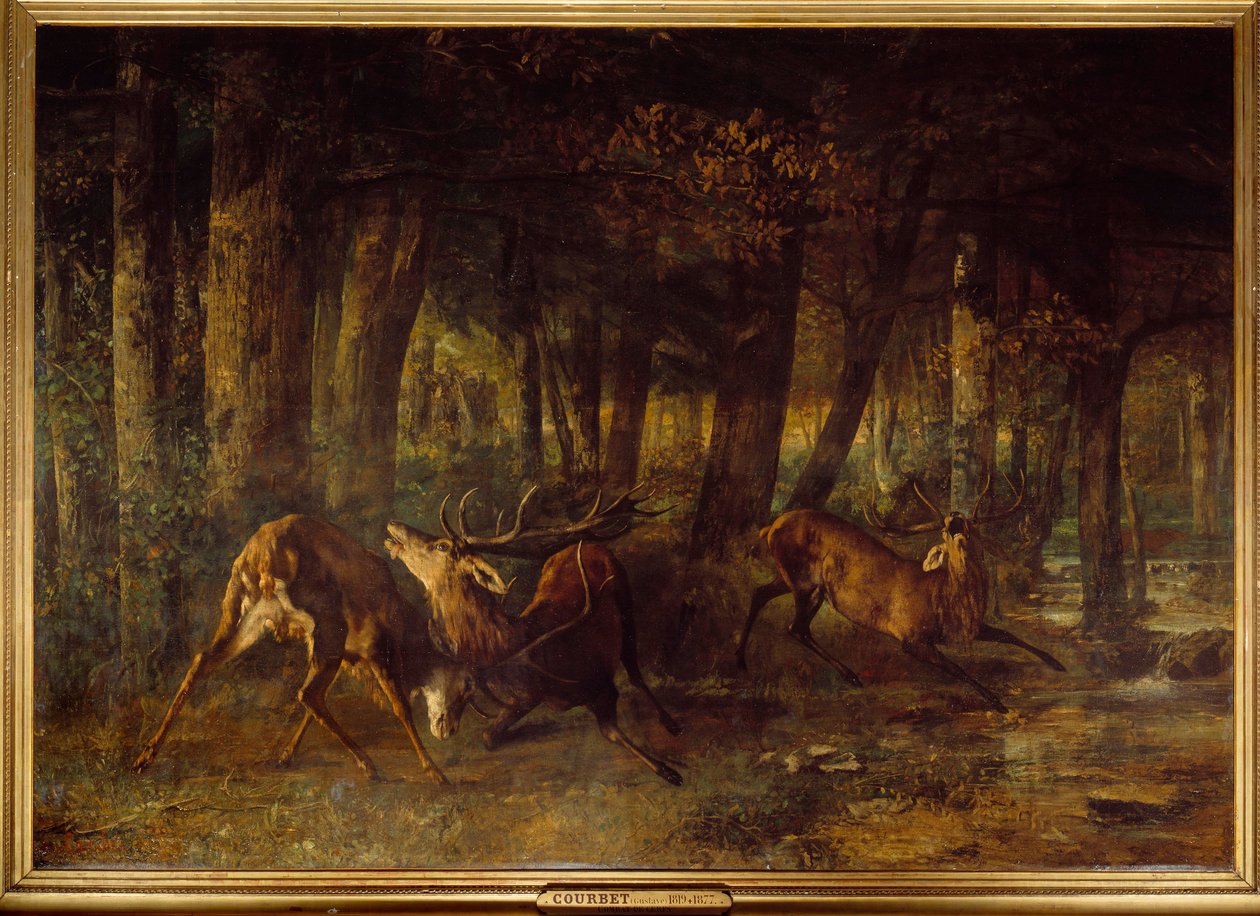 Tavaszi kerékvágás, szarvasharc. Gustave Courbet (1819-1877) festménye alkotó: Gustave Courbet