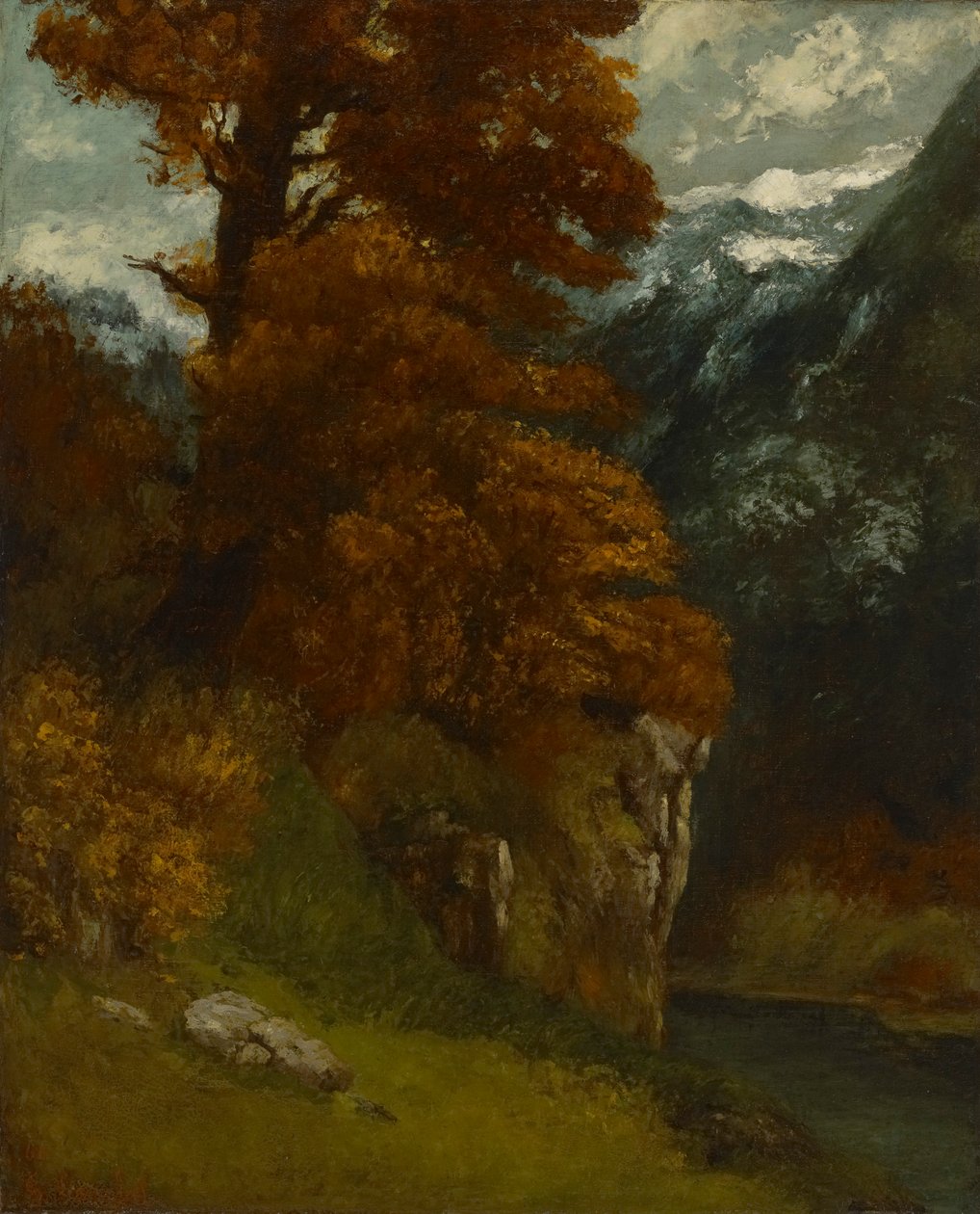 The Glen at Ornans (Banks of the Doubs; Effect of alkotó: Gustave Courbet