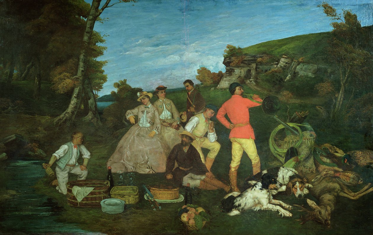 A vadász piknikje alkotó: Gustave Courbet