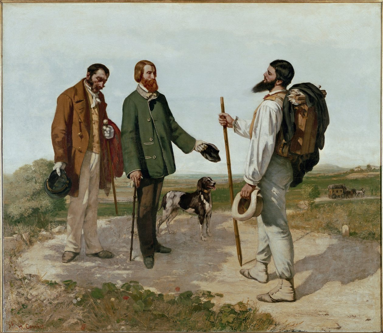 A Találkozó vagy Jó reggelt monsieur Courbet (olaj, vászon alkotó: Gustave Courbet