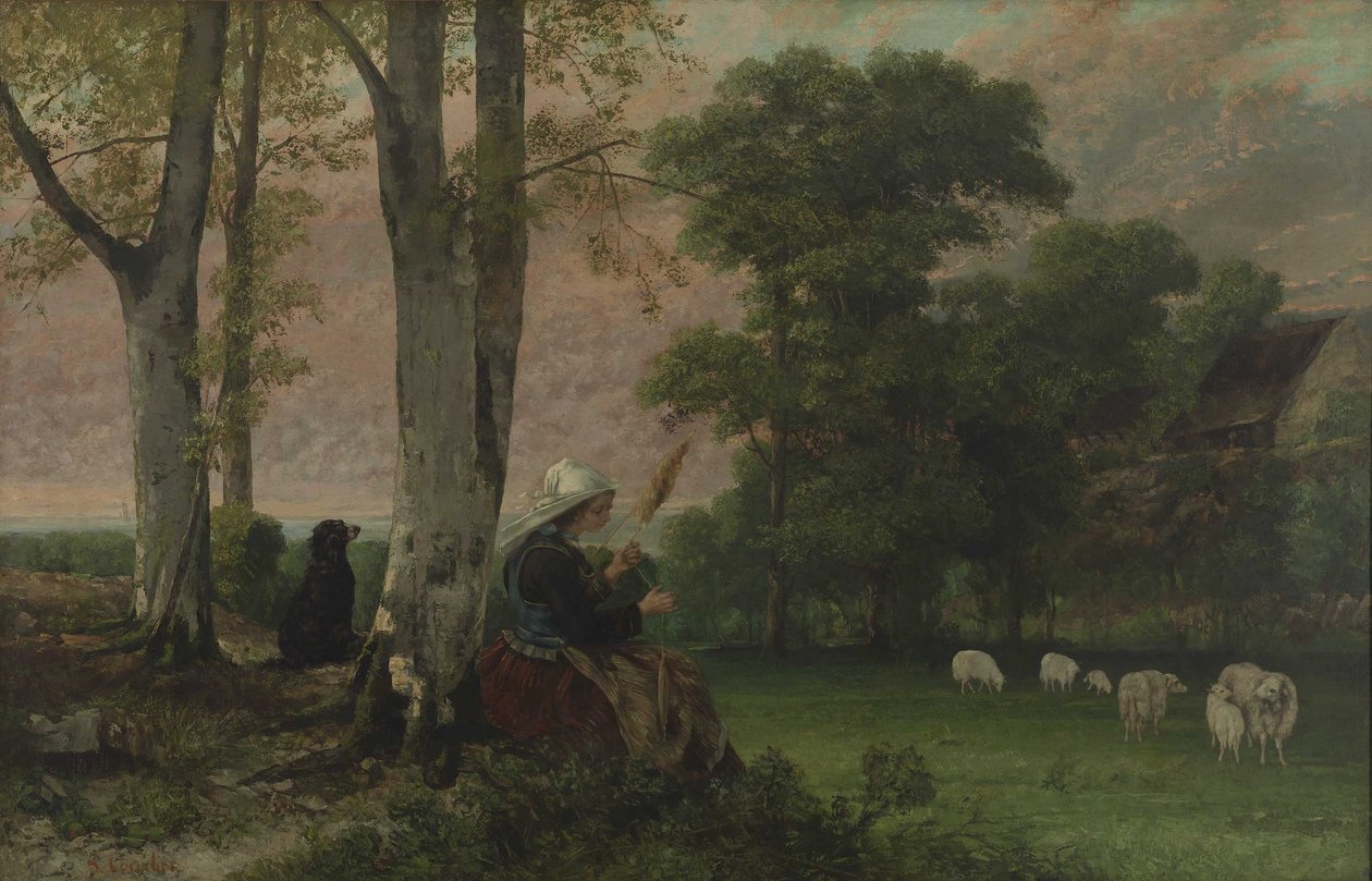 A pásztorlány (A breton fonó) alkotó: Gustave Courbet