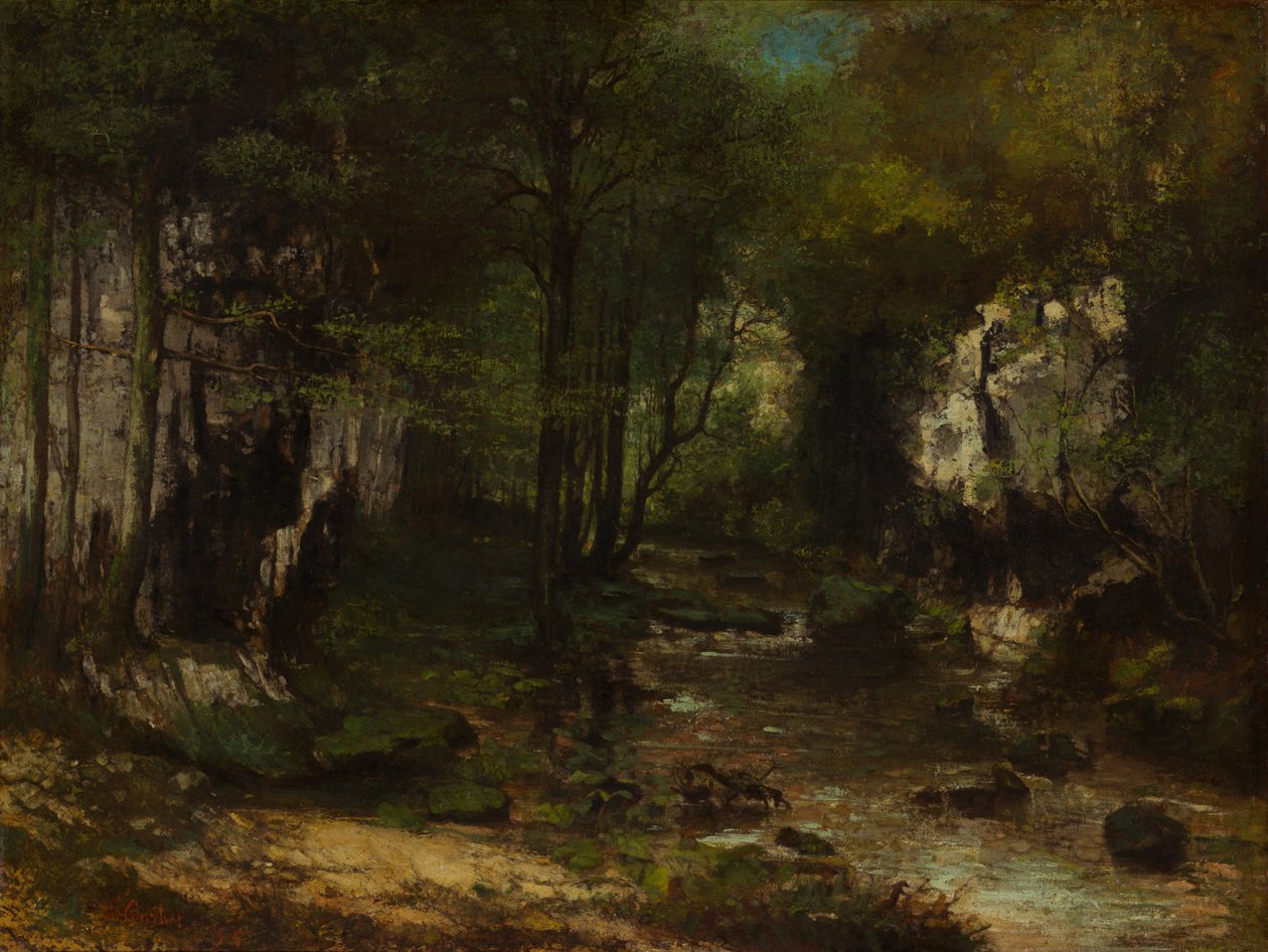 A Le Ruisseau du Puits-Noir patak, Loue völgye, 1855. alkotó: Gustave Courbet