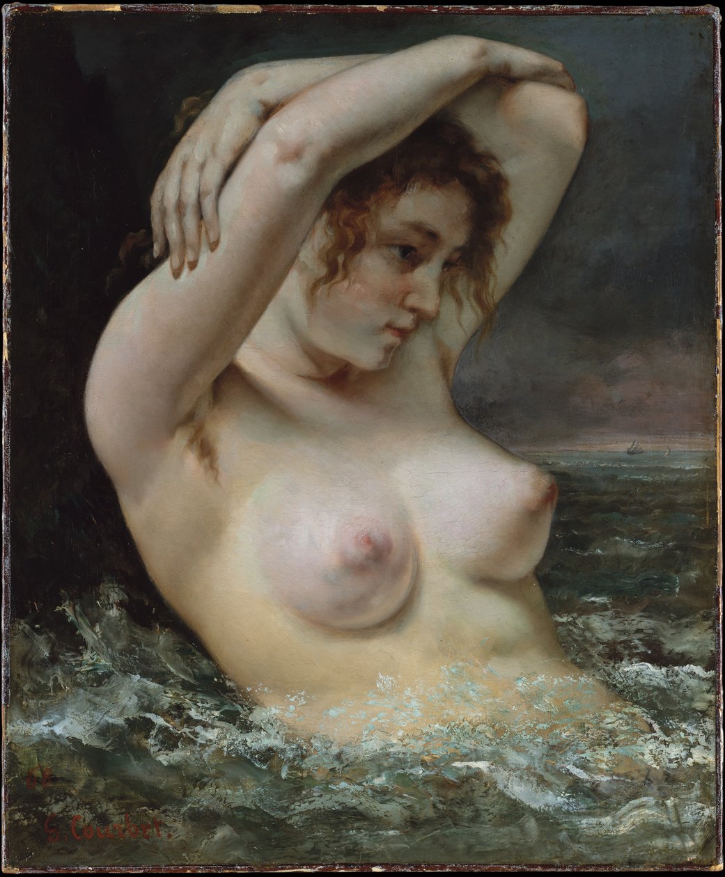 A nő a hullámokban alkotó: Gustave Courbet