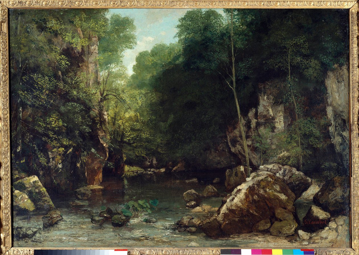 A fedett patak, a Vallee du Puits-Noir bejárataként ismert, Doubs: Gustave Courbet (1819-1877) alkonyi festményének hatása, 1865 Dim. 0,94 x 1,35 m. Párizs. Orsay Múzeum alkotó: Gustave Courbet