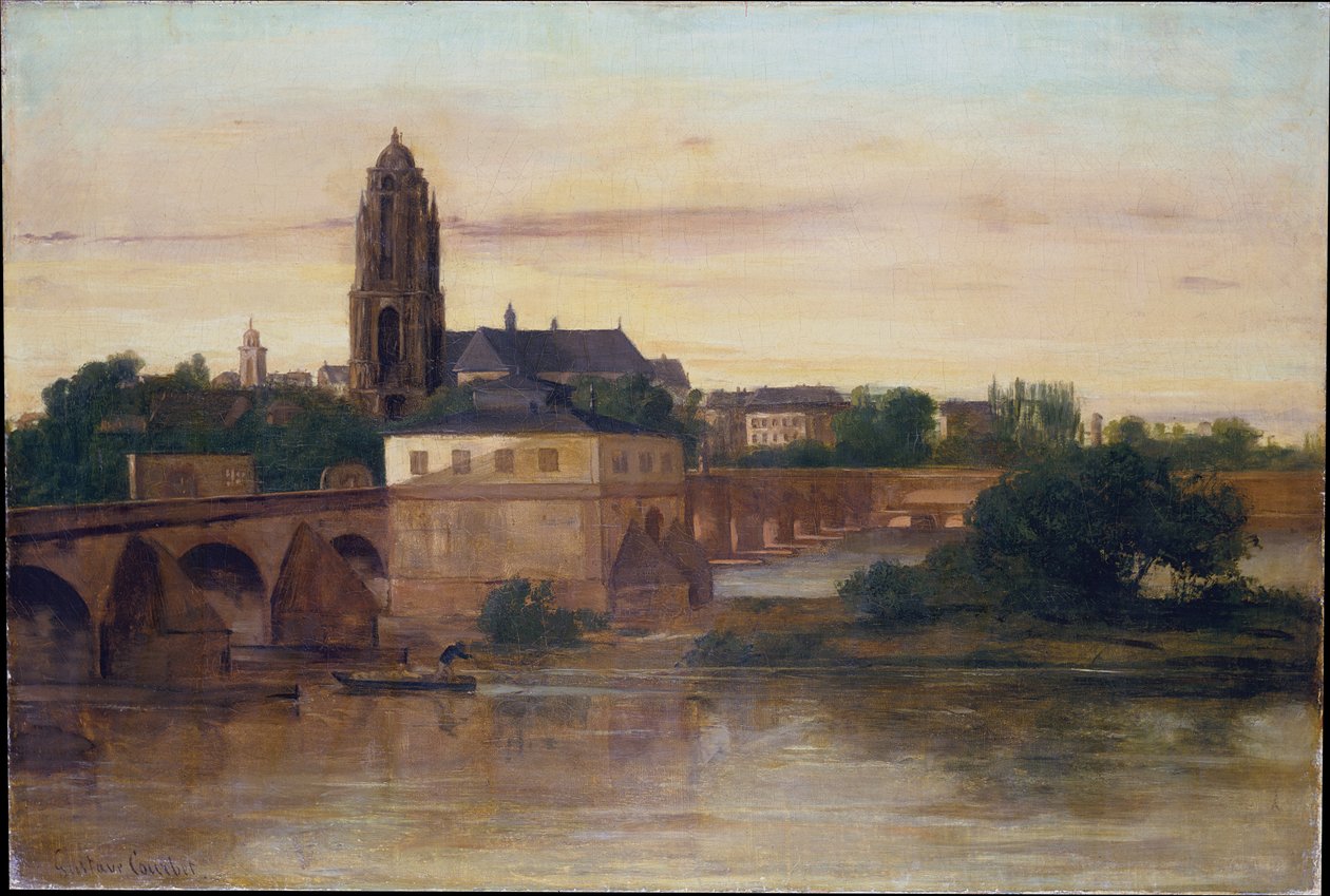 Kilátás Frankfurt városára és az Óhídra Sachsenhausenből alkotó: Gustave Courbet