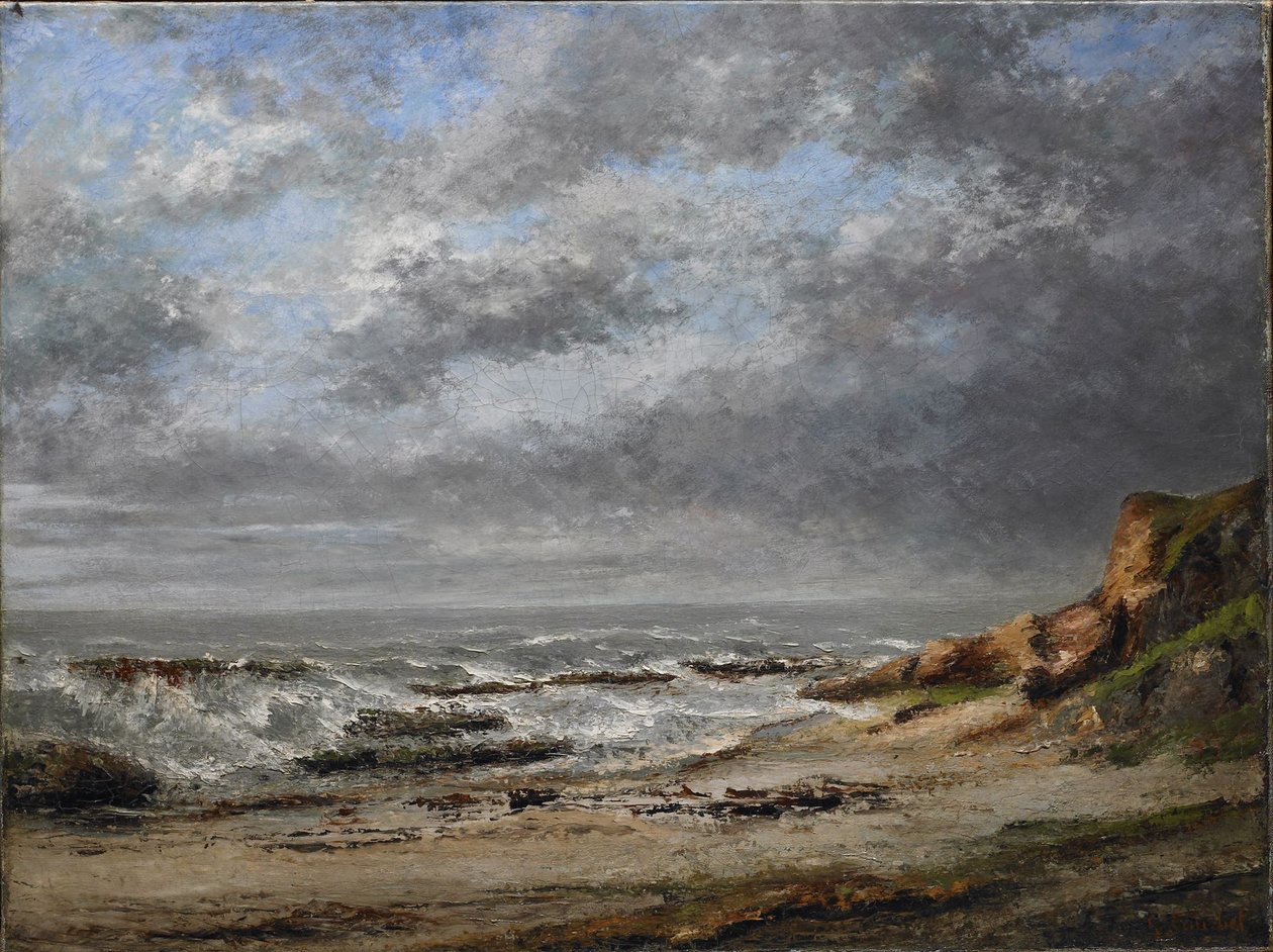 Kilátás a durva tengerre egy szikla közelében alkotó: Gustave Courbet