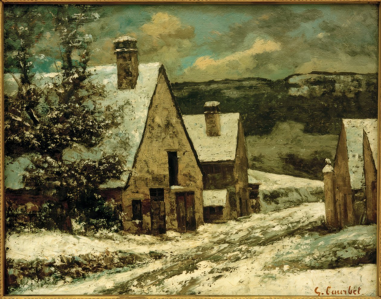 Falu a hó alatt alkotó: Gustave Courbet