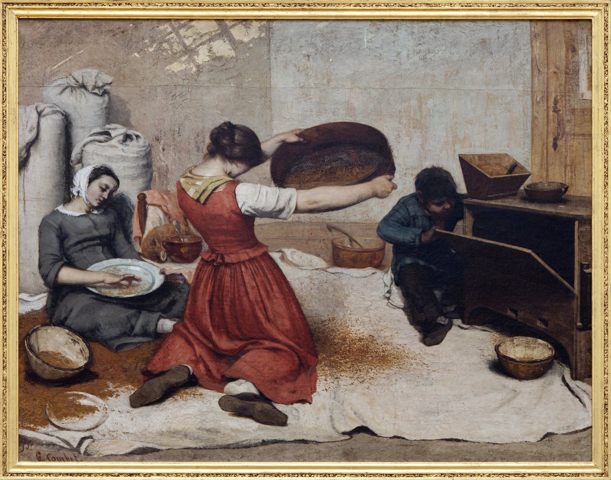 Búzaszűrők, Gustave Courbet (1819-1877) olajfestménye vászonra. Fényképészet, KIM Youngtae, Nantes, Musee des Beaux Art de Nantes. alkotó: Gustave Courbet