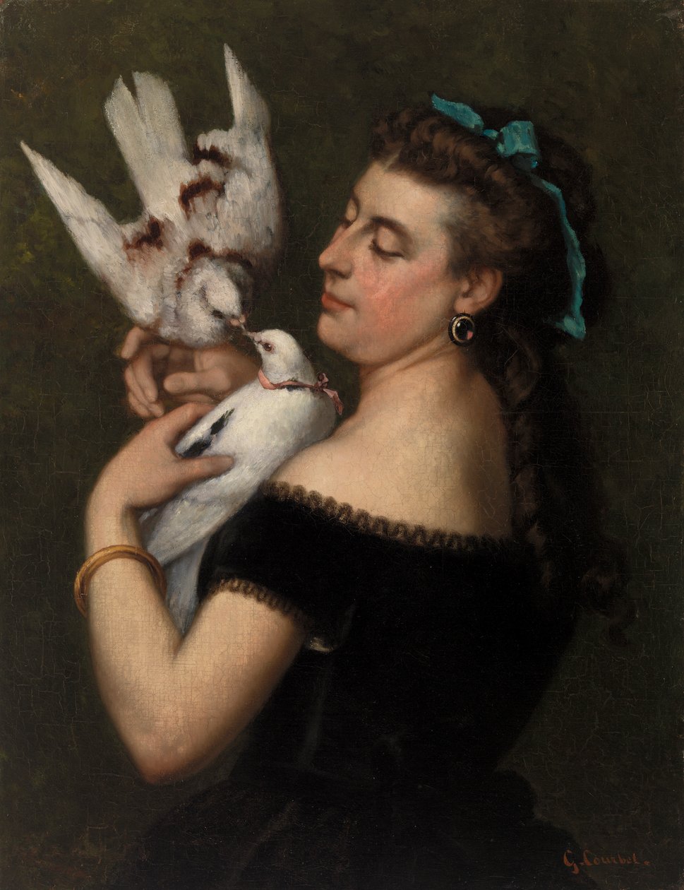 Nő galambokkal alkotó: Gustave Courbet