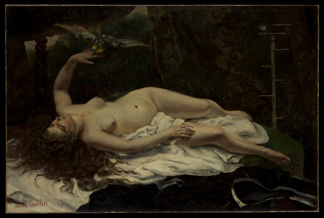 Nő papagájjal alkotó: Gustave Courbet