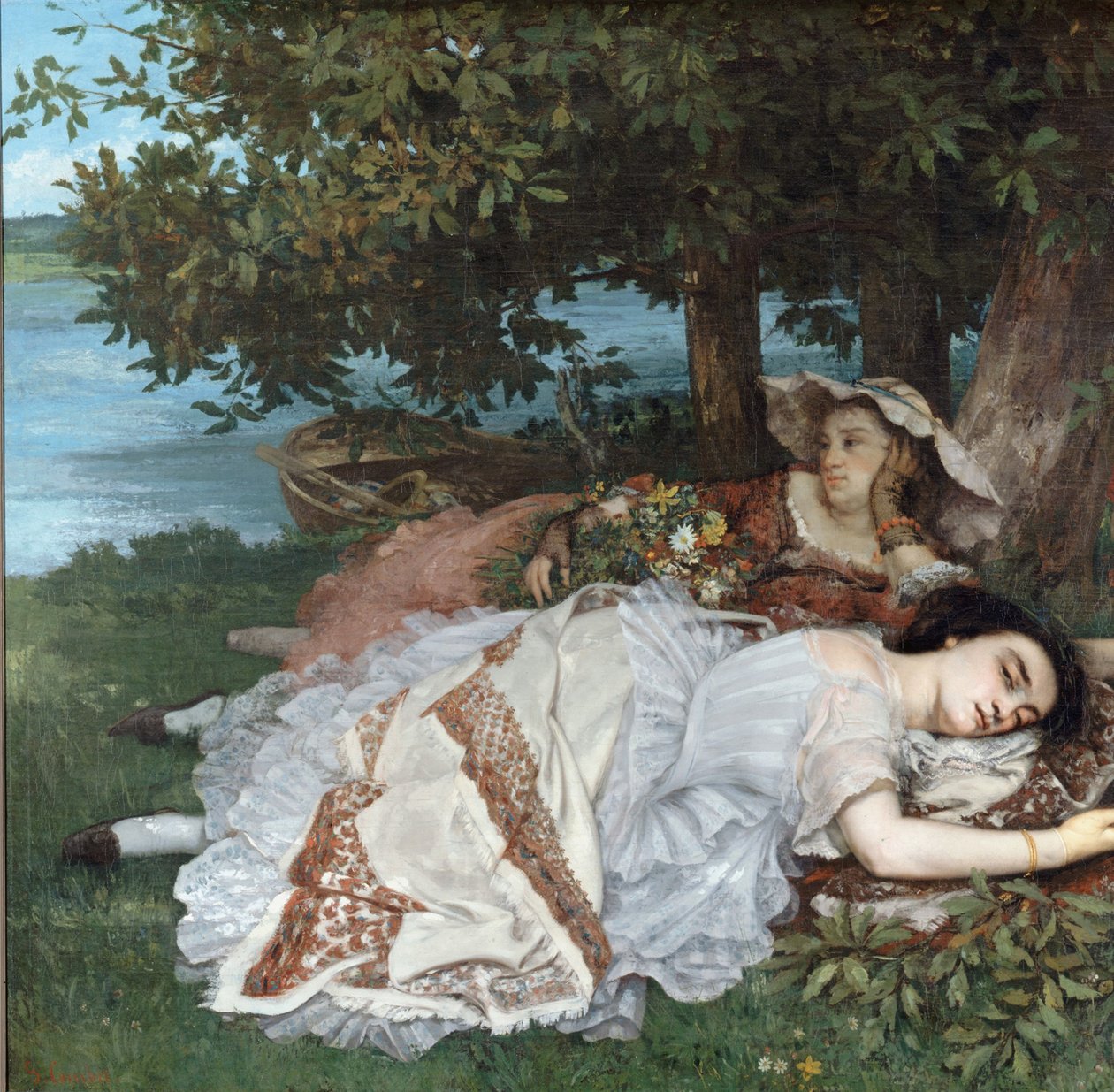 Fiatal hölgyek a Szajna partján alkotó: Gustave Courbet