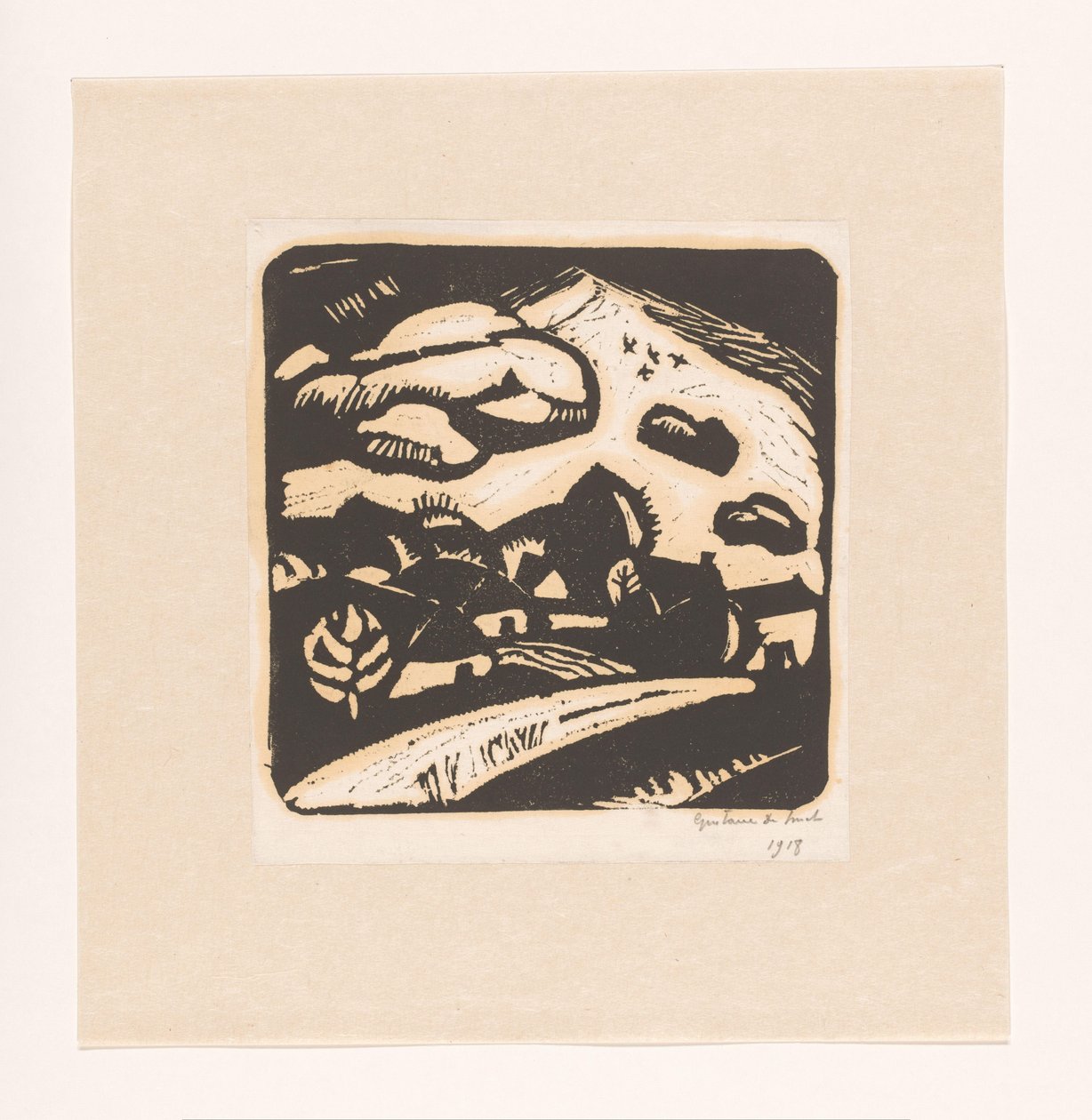 Táj házakkal, úttal és hegyekkel alkotó: Gustave De Smet (signed by artist)