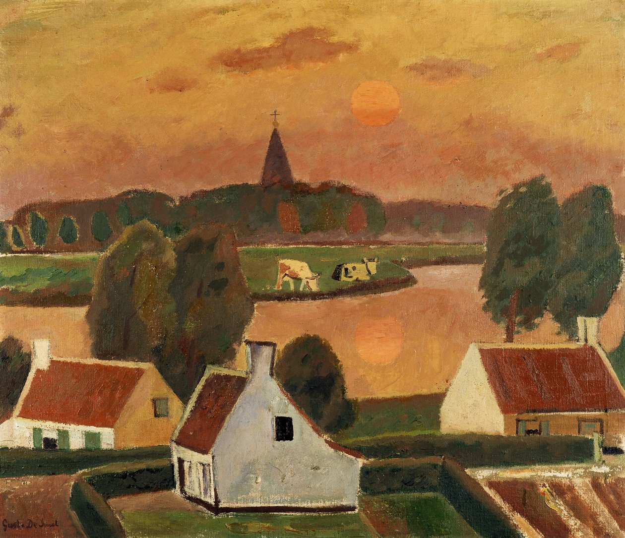 Kilátás egy falura alkotó: Gustave de Smet