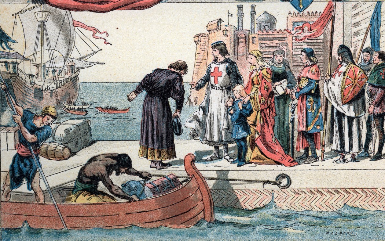 Hetedik keresztes hadjárat: IX. Lajos francia király Acre Szent Jánost Izraelre hagyja alkotó: Gustave Demoulin