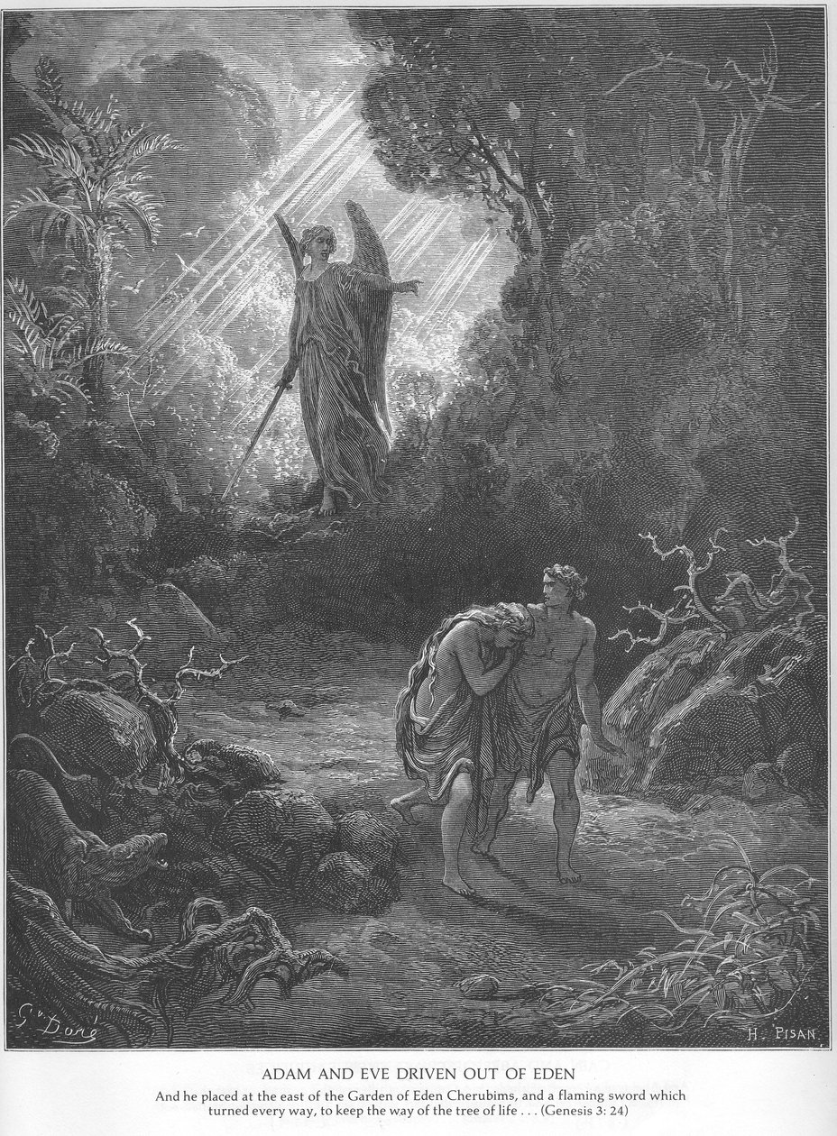 Ádámot és Évát elűzik az Édenből alkotó: Gustave Dore