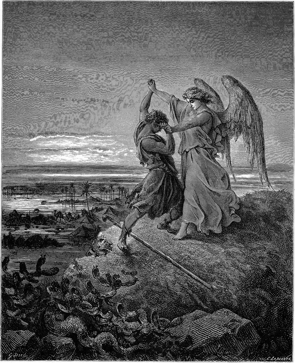 Jákob birkózik az angyallal (1Mózes 32:24-32) alkotó: Gustave Dore