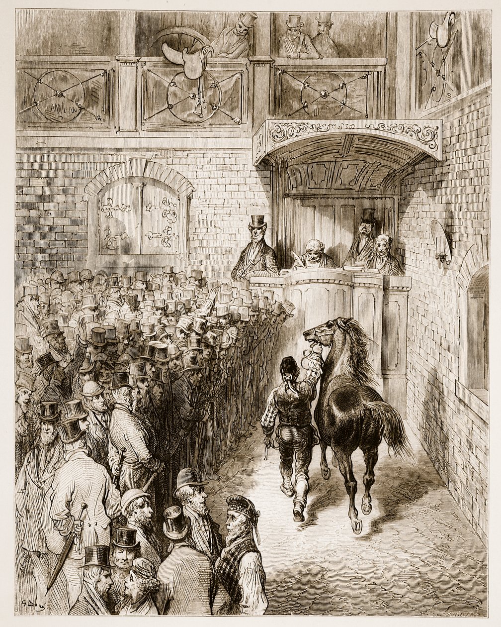 Kiárusítás a Tattersallnál, a „London, a zarándoklat” című művéből, William Blanchard Jerrold (1826-94) írta, és Pannemaker metszett, pub. 1872 alkotó: Gustave Dore