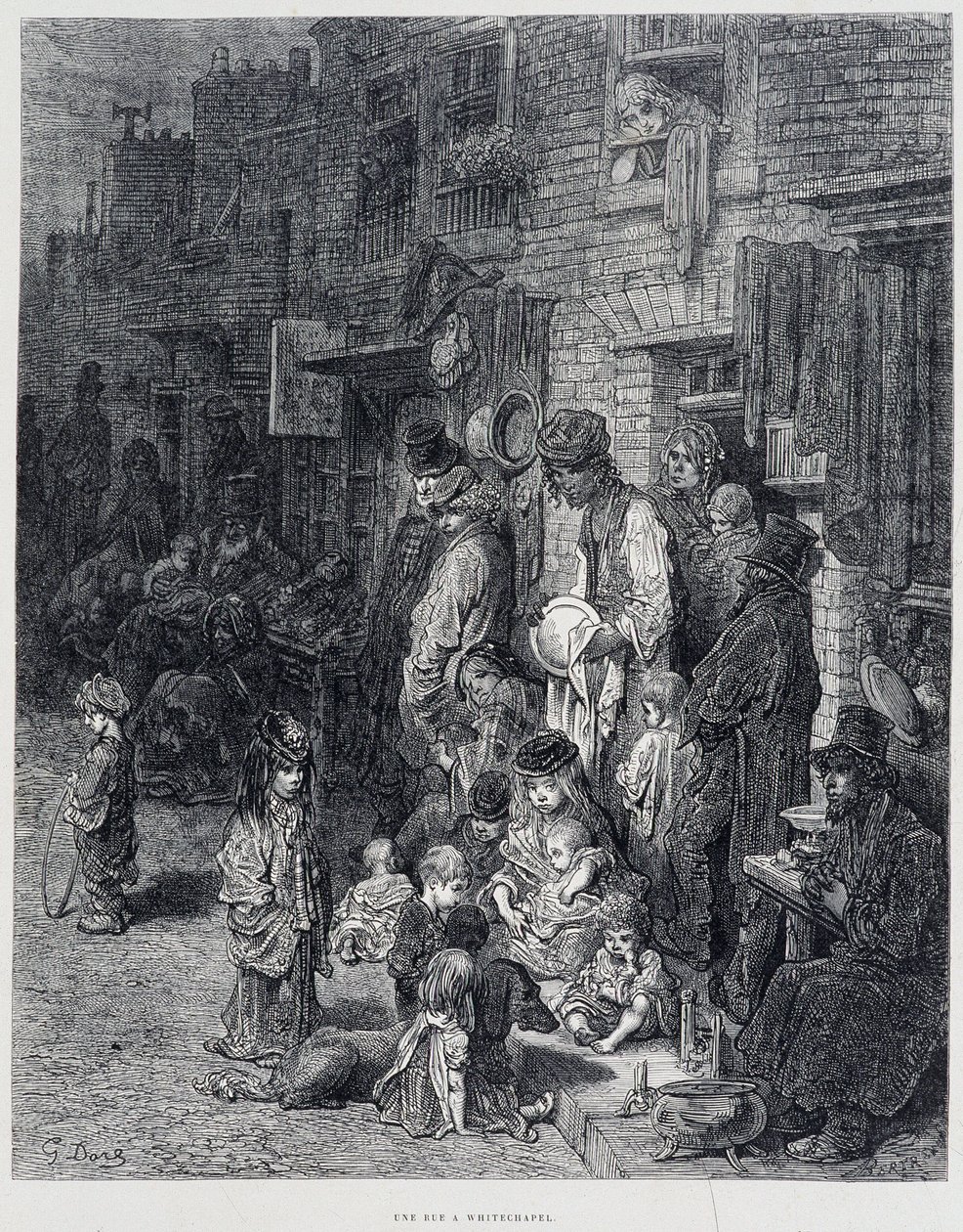 Egy utca Whitechapelben – Gustave Dore „” Londonban”. alkotó: Gustave Dore