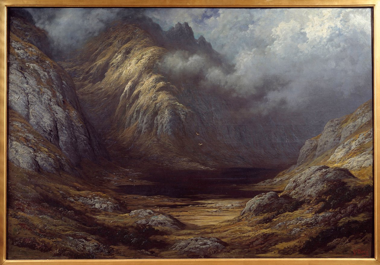 Egy tó Skóciában a vihar után. Gustave Dore (1832-1883) festménye alkotó: Gustave Dore