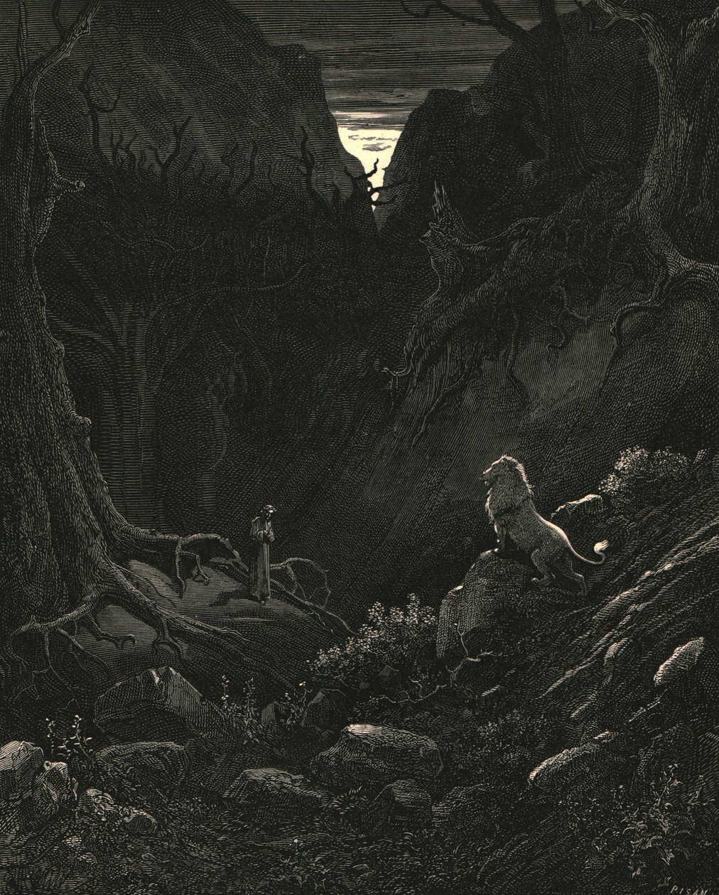 Egy oroszlán jött ellenem, ahogyan látszik, c1890. alkotó: Gustave Dore