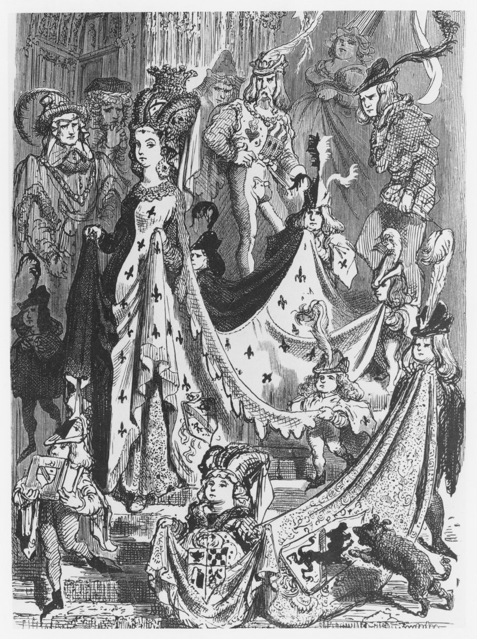 Királynő, illusztráció Honore de Balzac (1799-1850) „Les Contes Drolatiques” című művéből alkotó: Gustave Dore